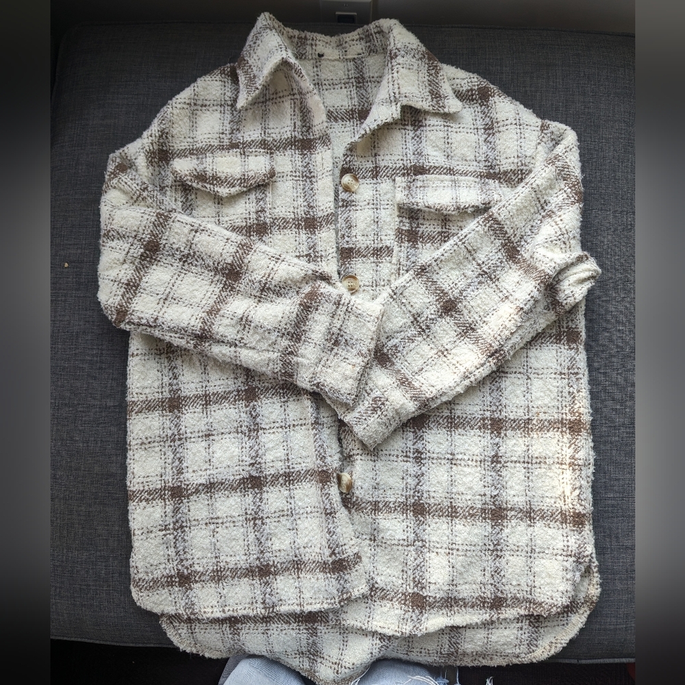 Plaid Button-Up Cardigan